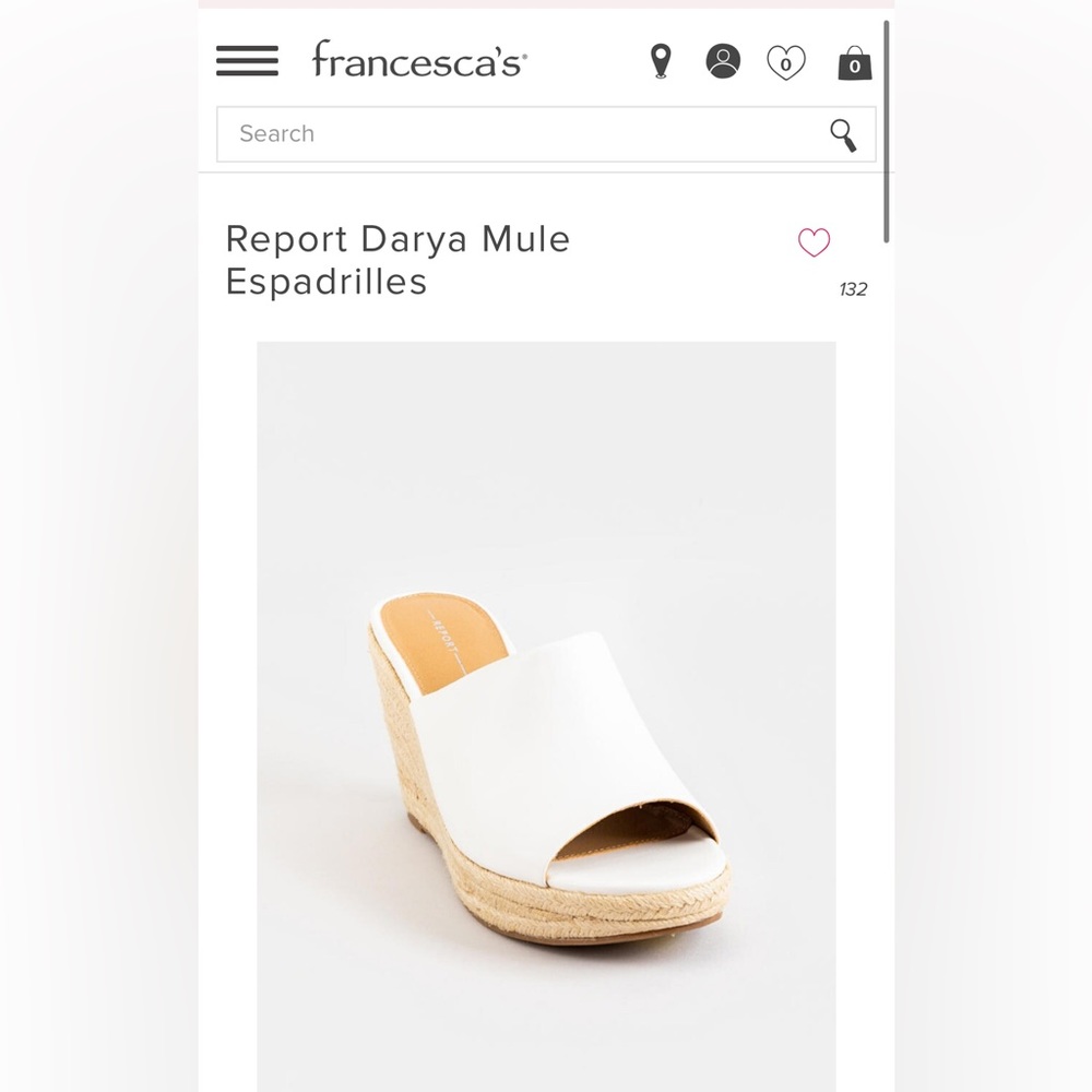 NWOT Report White Darya Mule Wedge Platform Open Toe Espadrilles -Size 7.5